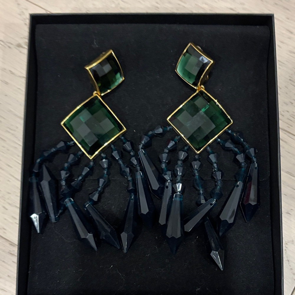 Green Balmain x HM Black Oversized Earrings